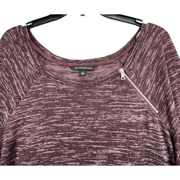 Zac & Rachel Sweater Women 2XL Potent Purple Heather Pullover Zip Detail Stretch - Picture 3 of 15